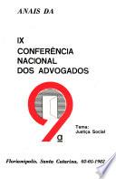 Anais da Conferencia Nacional da Ordem dos Advogados do Brasil
