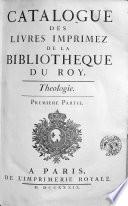 Catalogue des livres imprimés de la Bibliothèque du roy