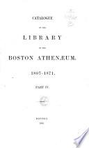 Catalogue of the Library of the Boston Athenaeum