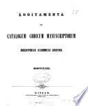 Catalogus codicum manuscriptorum bibliothecæ academicæ Gissensis. Additamenta