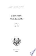 Discursos acadêmicos: 1920-1935