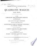 Diss. math. de quadratis magicis pars ...