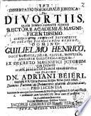 Dissertatio inauguralis juridica de divortiis