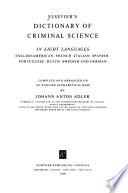 Elsevier's Dictionary of Criminal Science, in Eight Languages