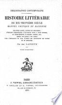 Histoire littéraire du dix-neuvième siècle