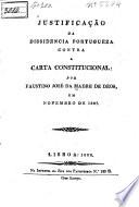Justificação da dissidencia portugueza contra a carta constitucional, em novembro de 1827