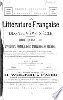 La littérature française du dixneuvième siècle