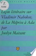 Leçon littéraire sur Vladimir Nabokov, de La méprise à Ada