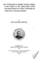 List of Documents in Spanish Archives Relating to the History of the United States