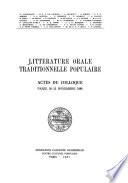 Littérature orale traditionnelle populaire
