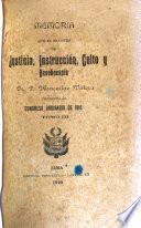 Memoria presentada por el Ministro de Justicia, Culto, Instrucción Pública y Beneficencia al Congreso Ordinario