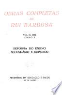Obras completas de Rui Barbosa: 1882