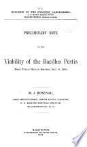 Preliminary Note on the Viability of the Bacillus Pestis