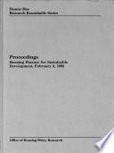 Proceedings, Housing Finance for Sustainable Development, February 3, 1992