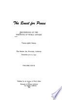 Proceedings of the Institute of World Affairs