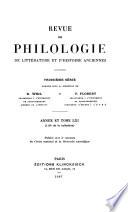 Revue de philologie, de littérature et d'histoire anciennes