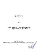 Revue des études anciennes