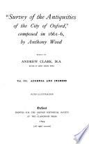 Survey of the Anitiquities of the City of Oxford,