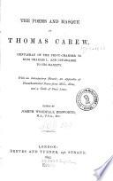 The Poems and Masque of Thomas Carew