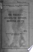 The Terlingua Quicksilver Deposits, Brewster County