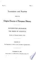 Translations and Reprints from the Original Sources of European History