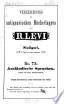 Verzeichnis des antiquarischen Bücherlagers von R. Levi, Stuttgart